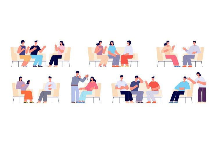 Psychotherapy. Professional therapy, cartoon woman on psycho example image 1