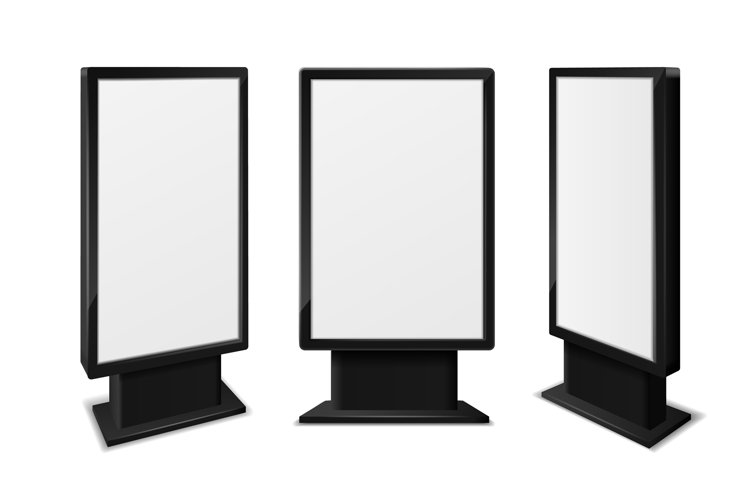 Realistic light box. Blank billboards front and different an