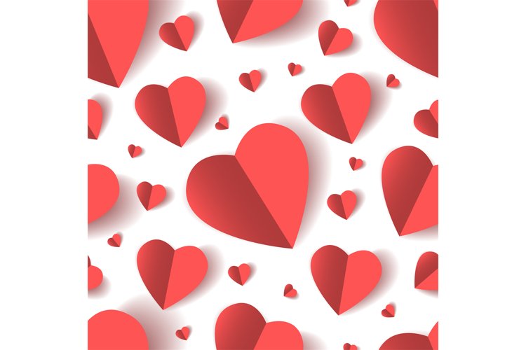 Folded paper hearts seamless pattern example image 1