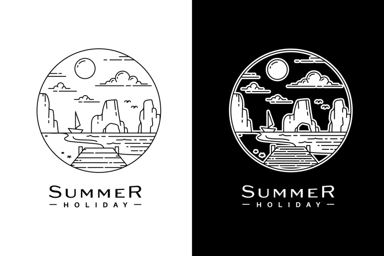 Summer Holiday Travel Line Art