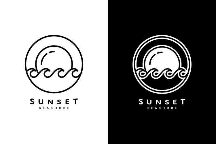 Minimalist Sunset Seashore Circle Logo Design