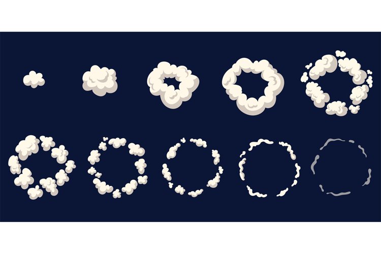 Cartoon smoke animation. Animated cloud explosion dust, spri example image 1