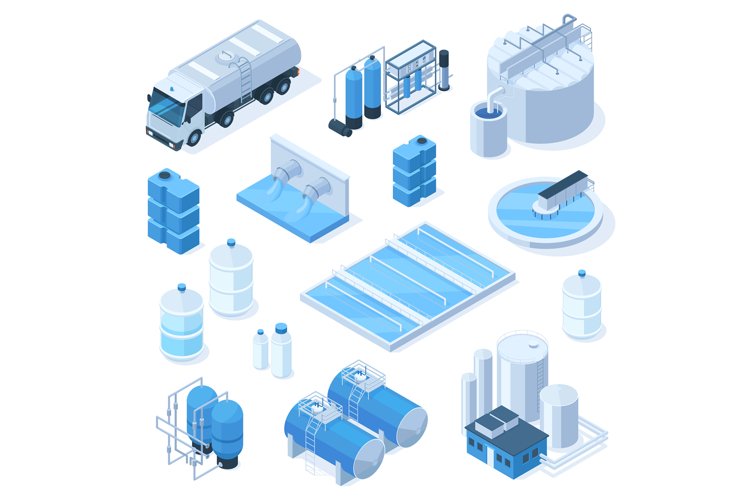 Isometric 3d water purification industrial system technology example image 1