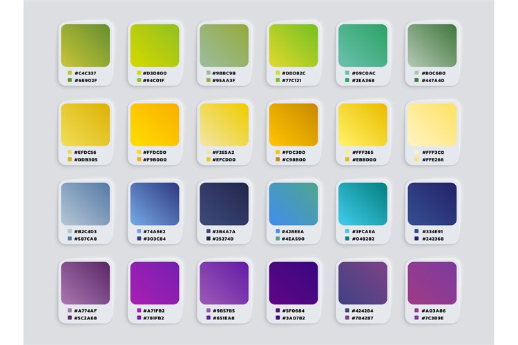 Gradient color palette. catalog , trendy colors samples. Vec