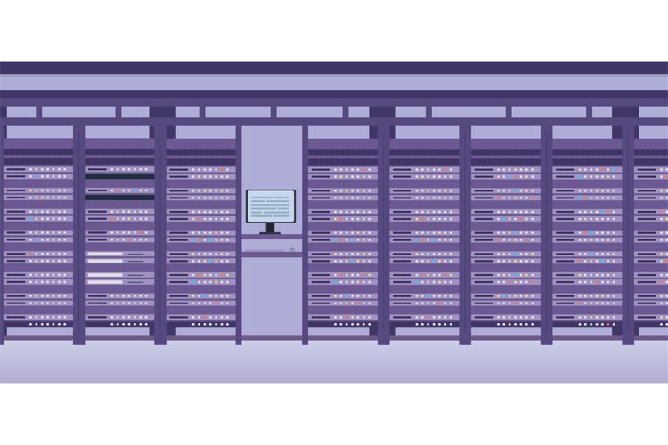 Hosting data center and server system room interior. Flat ha example image 1