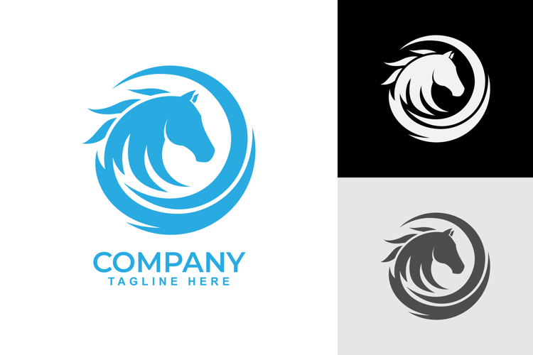 Dynamic Horse Head Circle Logo Design Concepts
