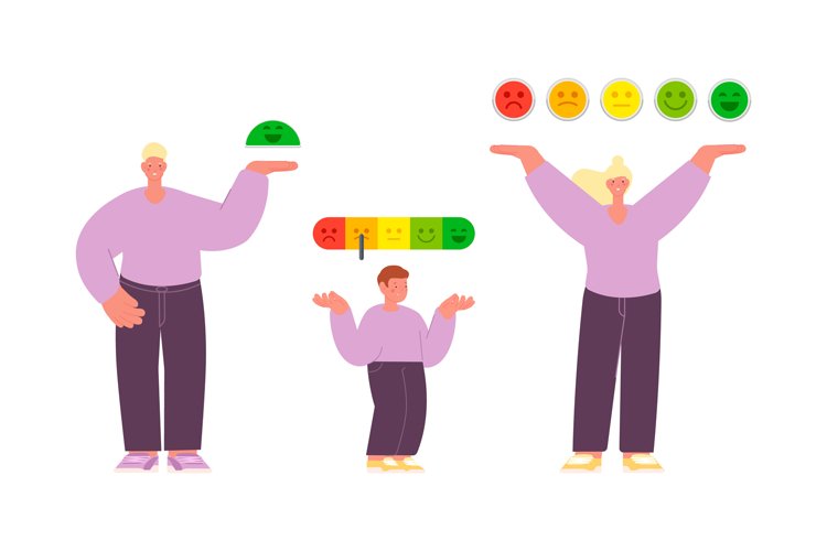 Different mood. Positive negative moods, people with emotion example image 1