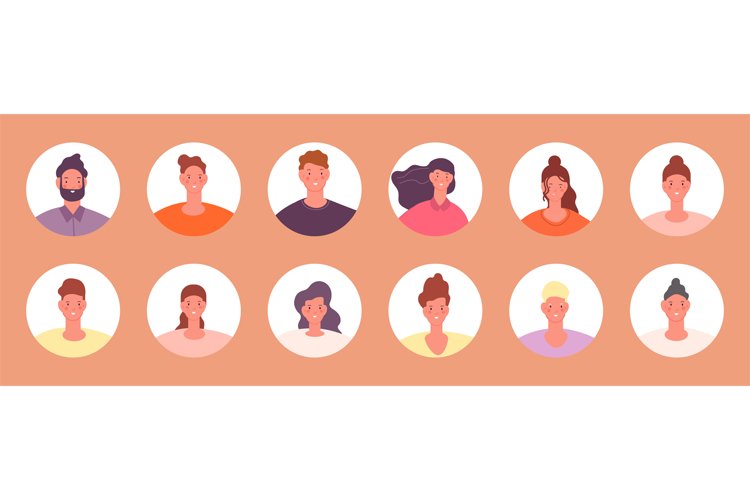 People avatars. Cartoon flat woman and man in casual clothes