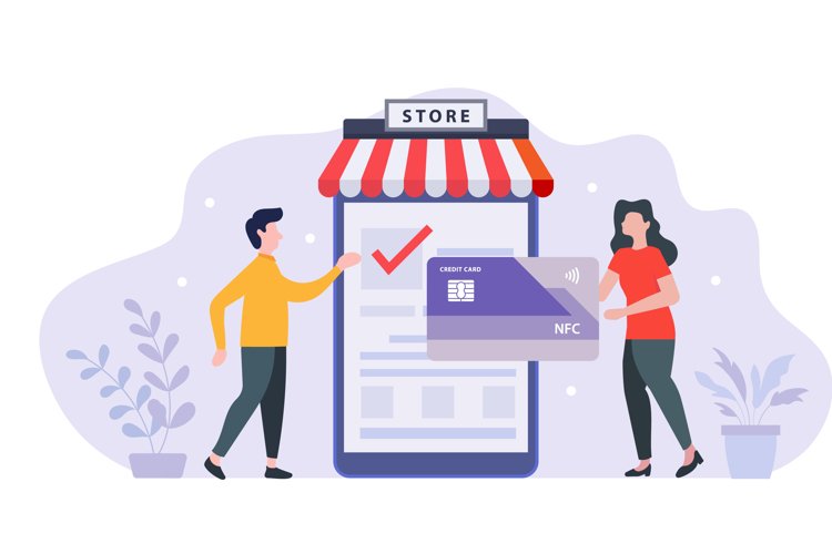 Online shopping vector illustration example image 1