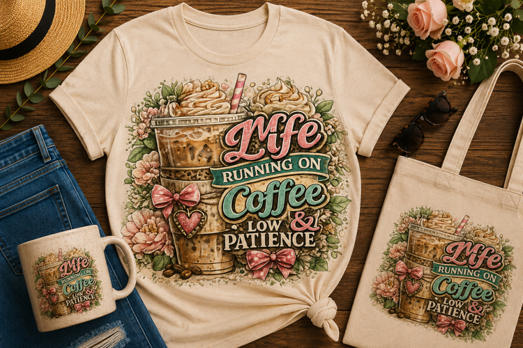 Life Running On Coffee & Low Patience PNG | Funny Coffee Lov