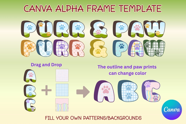 Purr & Paw Canva Alphabet Frame