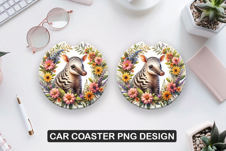 Tapir Car Coaster Sublimation| Animal Coaster PNG