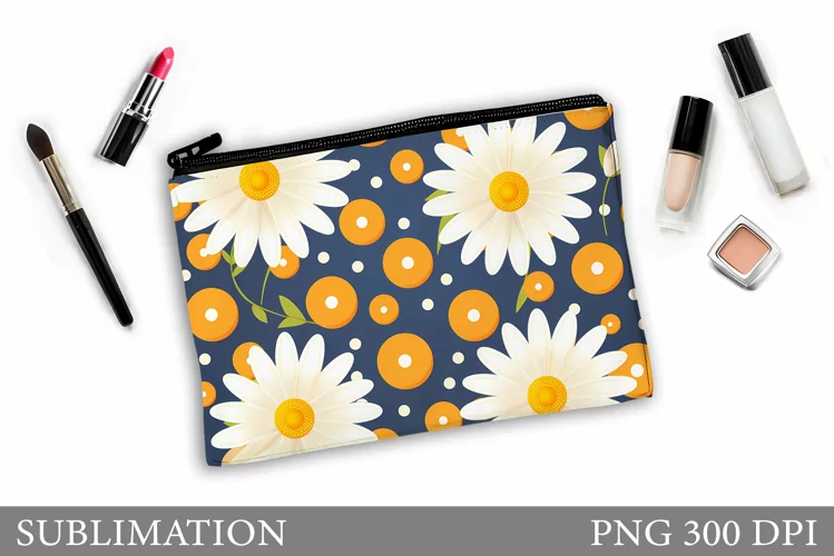 Daisy Flowers Makeup Bag. Flowers Makeup Bag Sublimation