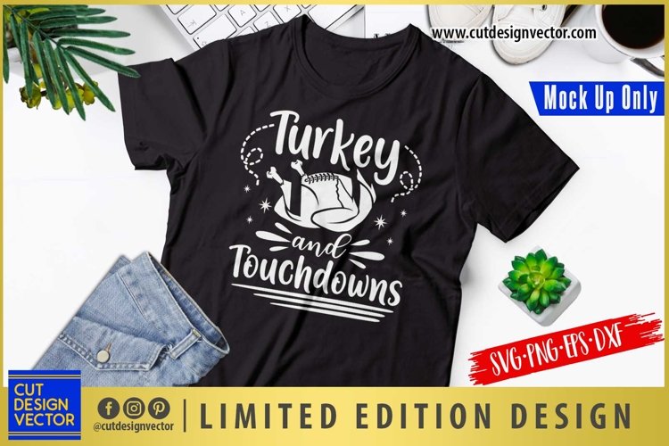 Turkey and Touchdowns SVG, Thanksgiving SVG example image 1
