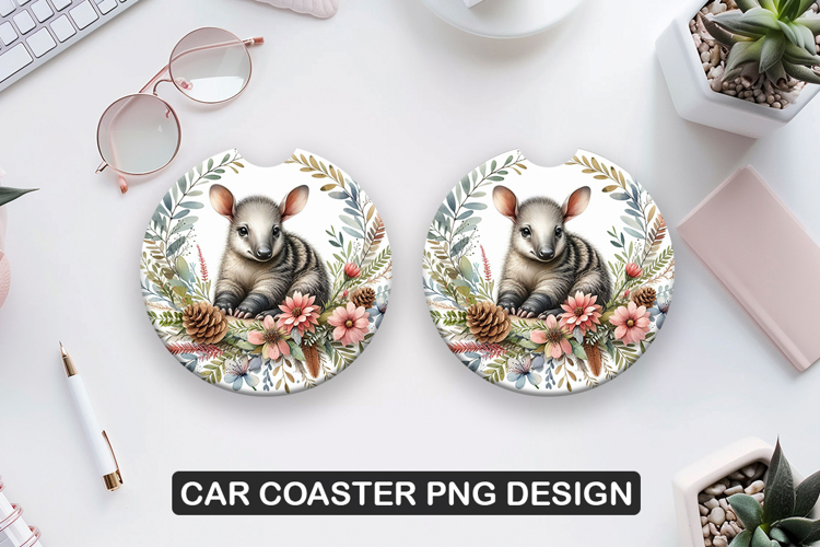 Tapir Car Coaster Sublimation| Animal Coaster PNG