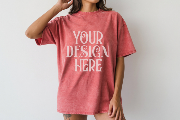 Comfort Colors 1717 Pepper T-shirt Mockups, Real Model