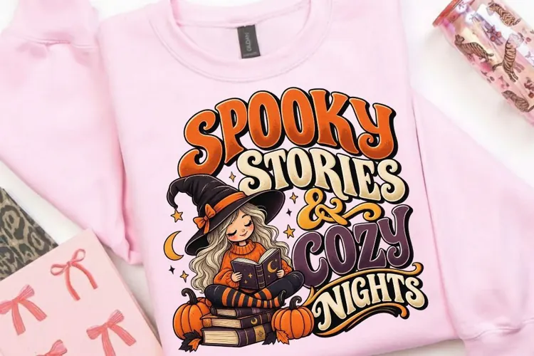 Spooky Stories & Cozy Nights PNG, Halloween Book Lover