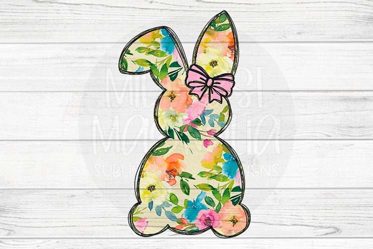 Floral Bunny with Pink Bow example image 1