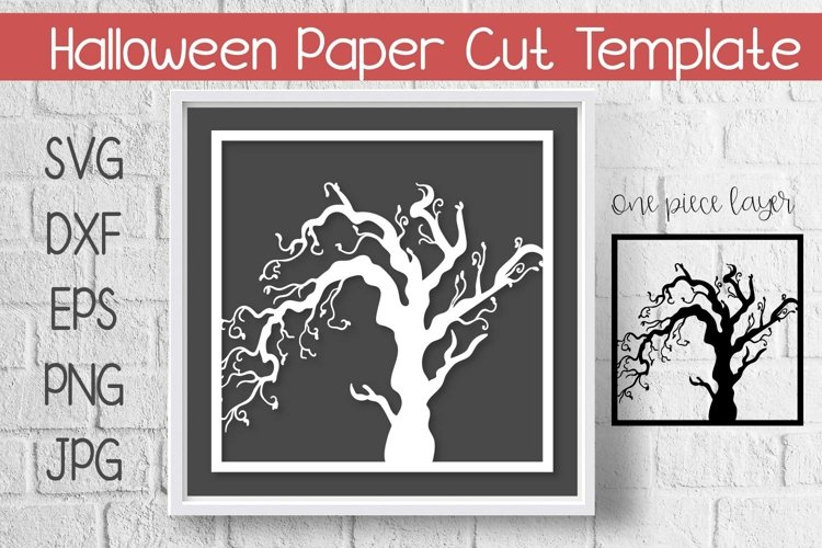 Halloween Paper Cut Template Design SVG example image 1