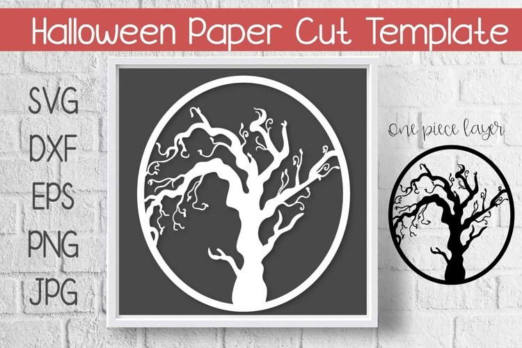 Halloween Paper Cut Template Design SVG example image 1