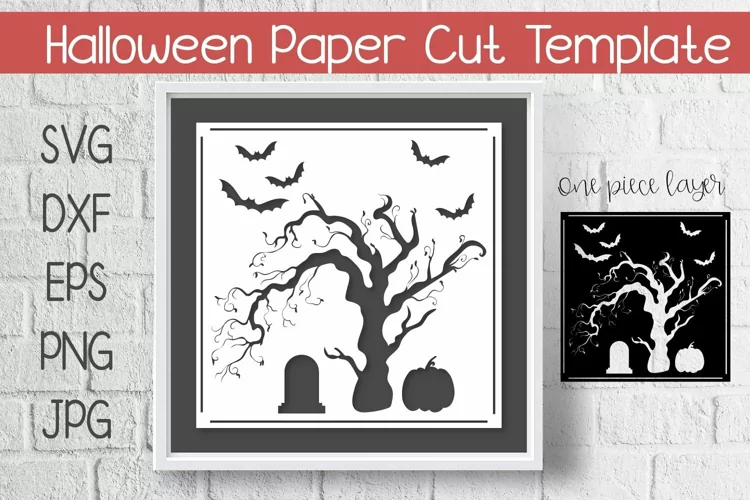 Halloween Paper Cut Template Design SVG