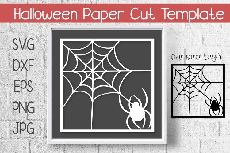 Halloween Paper Cut Template Design SVG example image 1