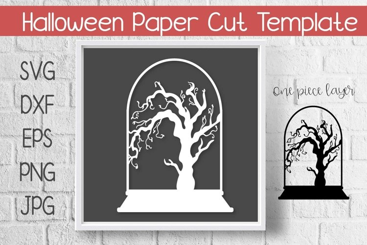 Halloween Paper Cut Template Design SVG example image 1