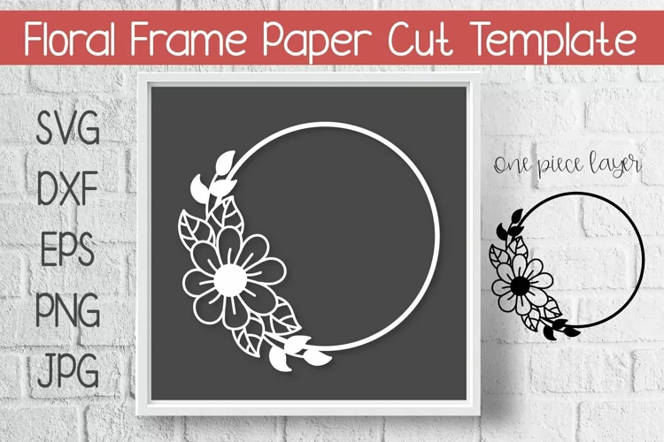 Floral Frame Paper Cut Template Design SVG