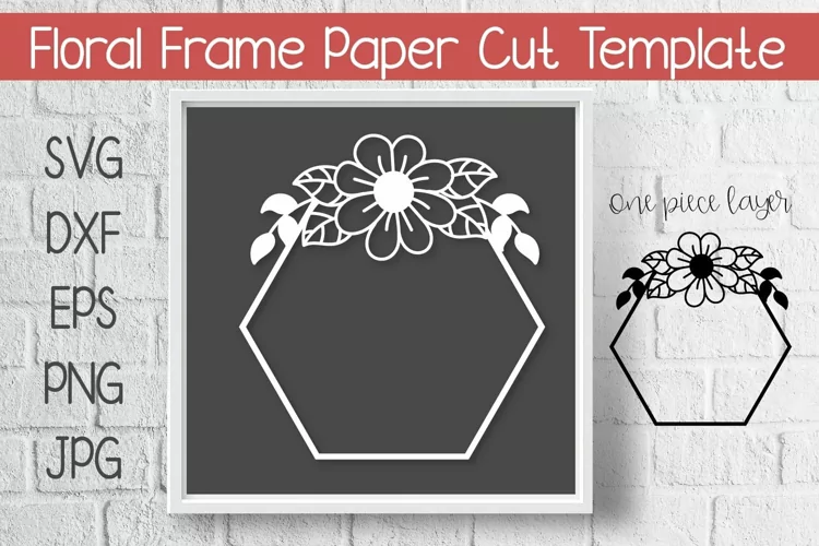 Floral Frame Paper Cut Template Design SVG