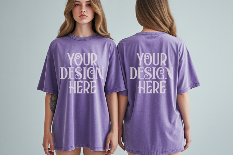 Violet Comfort Colors 1717 Front & back T shirt Mockup