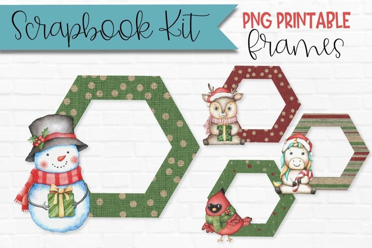 Christmas Characters Scrapbook Frames Hexagons