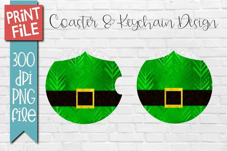 Elf Suit Car Coasters and Round Keychain Sublimation