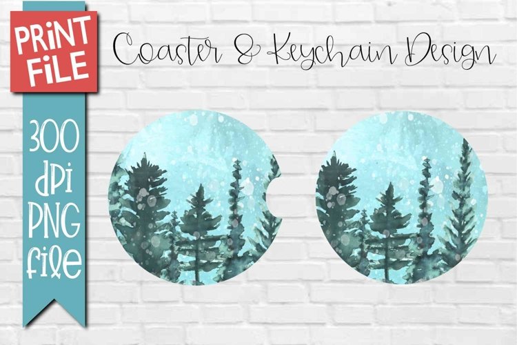 Christmas Trees Car Coasters and Round Keychain Sublimation