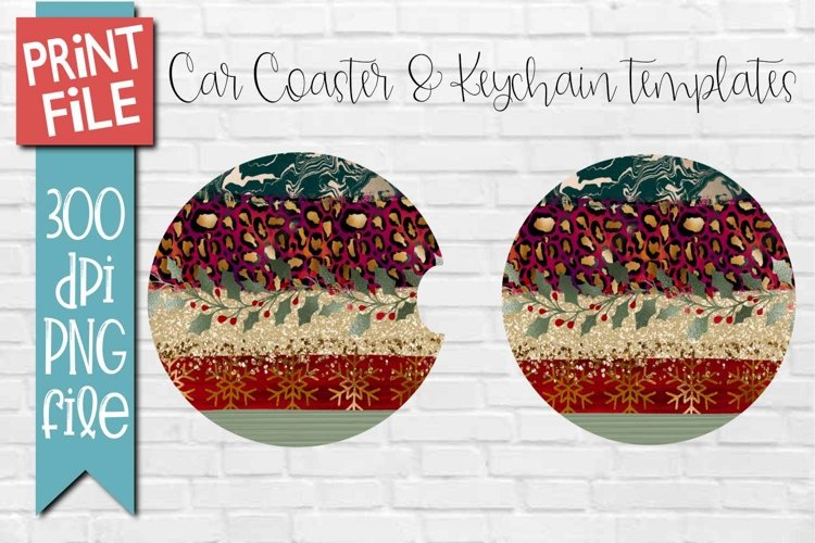 Christmas Abstract Car Coaster Round Keychain Sublimation example image 1