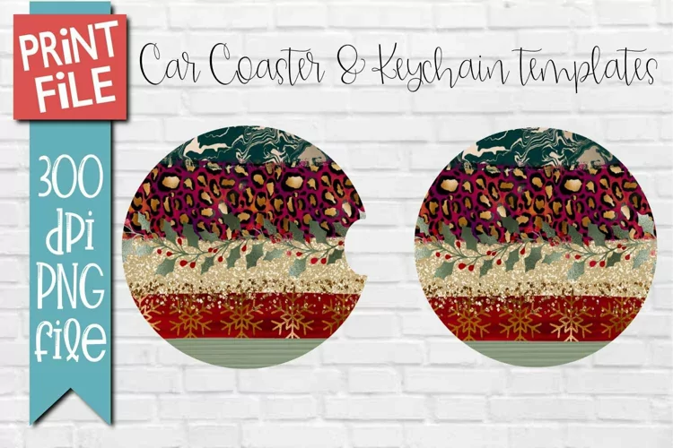 Christmas Abstract Car Coaster Round Keychain Sublimation