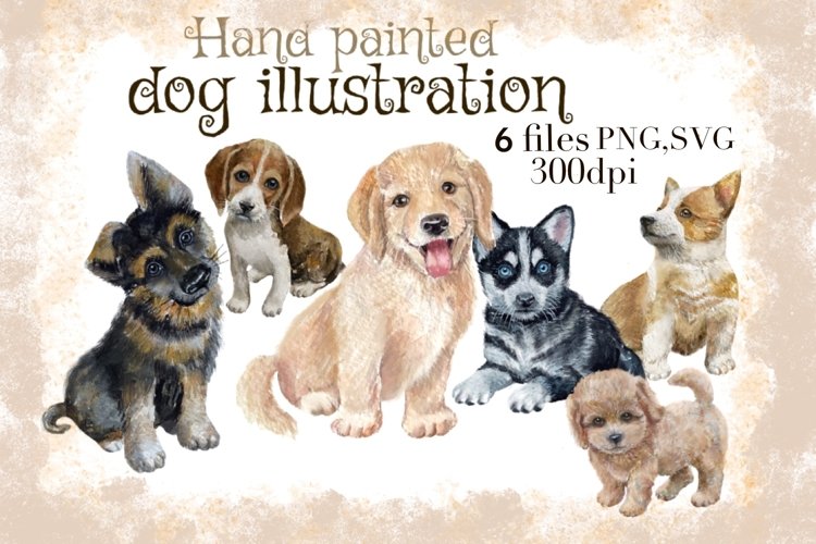 Watercolor Dog portraits ,puppies clipart,Hand drawings dog example image 1