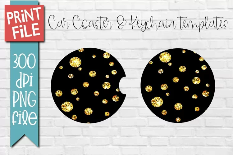 Car Coasters and Round Keychain Sublimation Gold Dots