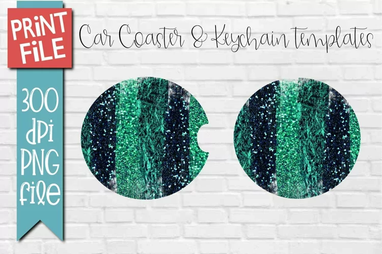 Car Coasters and Round Keychain Sublimation Green and Black