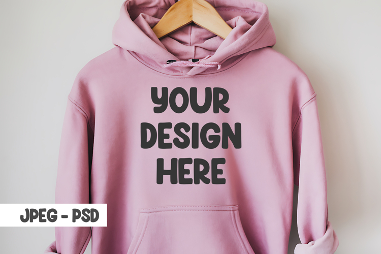 Hanging pink hoodie mockup psd & jpeg