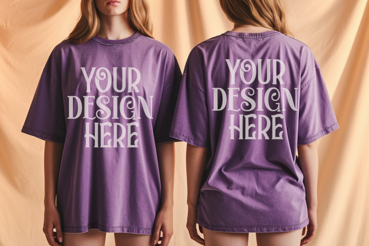 Violet Comfort Colors 1717 Front & back T shirt Mockup