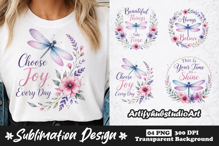 Make It Happen Dragonfly Inspirational Sublimation PNG example image 1