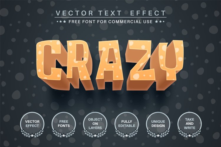 3D Crazy - editable text effect, font style example image 1