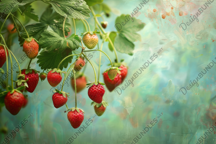 Strawberry Leaves Background Wallpaper
