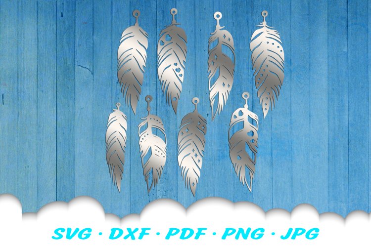 Feather Earring Template SVG DXF Cut Files example image 1