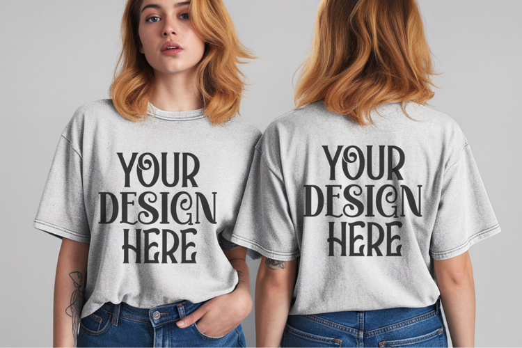 White Comfort Colors 1717 Front & back T shirt Mockup