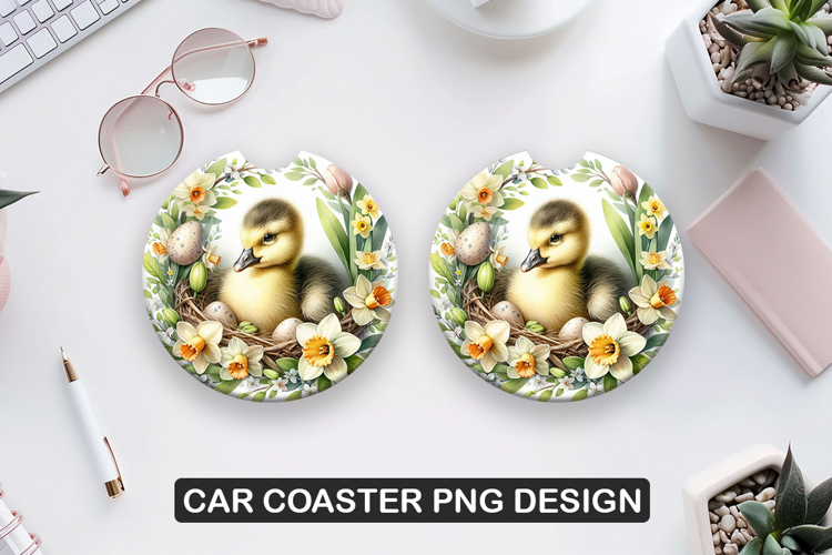 Duck Sitting Car Coaster Sublimation| Animal Coaster PNG
