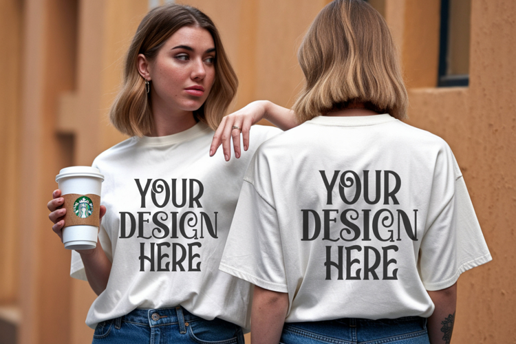 White Comfort Colors 1717 Front & back T shirt Mockup