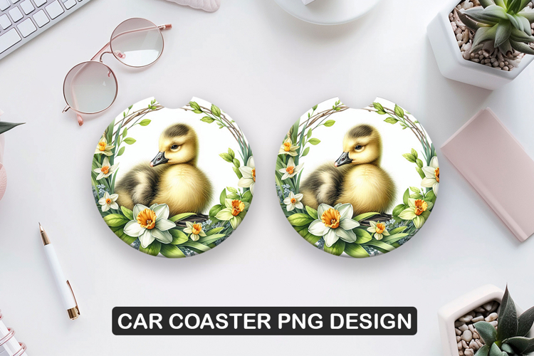 Duck Sitting Car Coaster Sublimation| Animal Coaster PNG