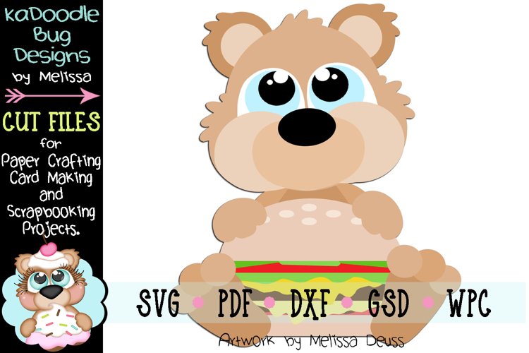 Hamburger Bear Cut File - SVG PDF DXF GSD WPC example image 1