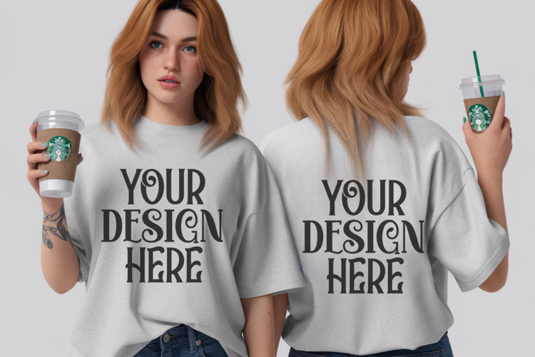 White Comfort Colors 1717 Front & back T shirt Mockup